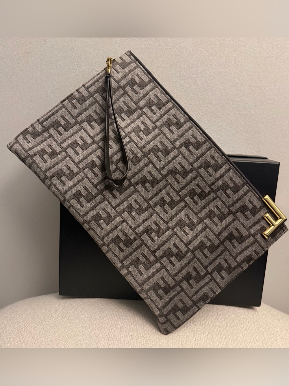 Fendi Zucca Large Wristlet Clutch